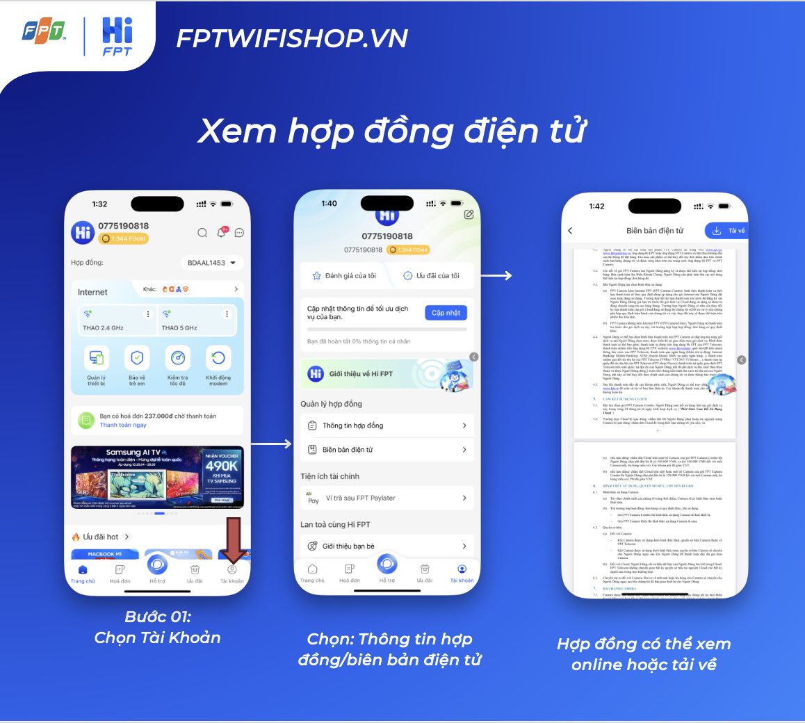 xem hợp đồng điện tử trên hi fpt